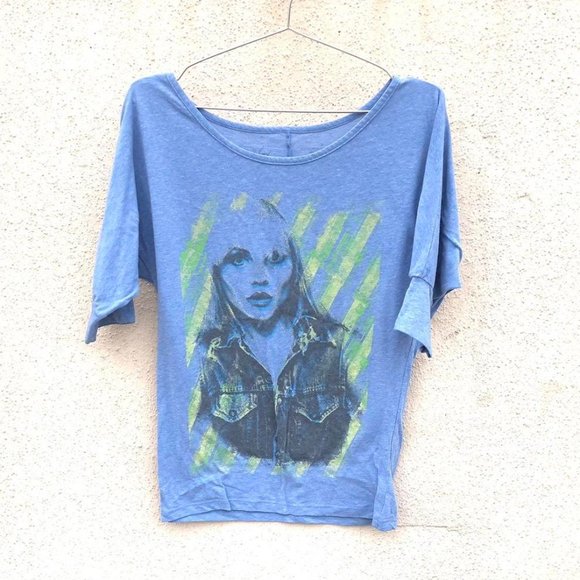 Vintage Tops - Debbie Harry BLONDIE Blue Band Tee Shirt Quarter Sleeve Women's Small